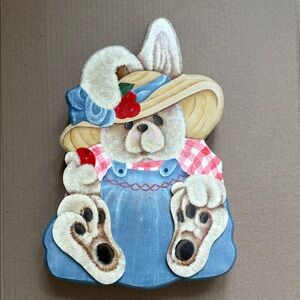 Handpainted Super Cute Decorative wooden 🐻 lady bear with Hat and Dress
